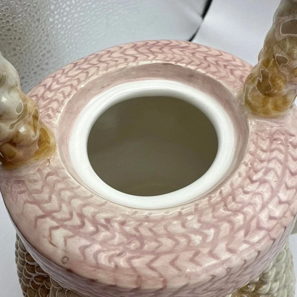 Cream and pink beaded floral teapot